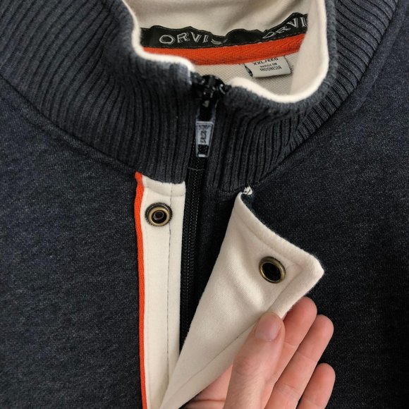 *SOLD* Orvis Grey Fleece Lined Long Sleeve Pullover XXL - Picture 4 of 9